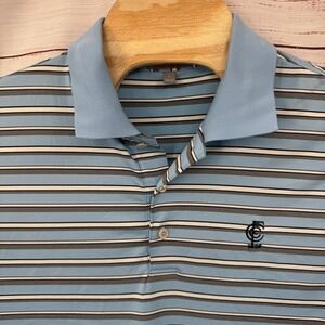Peter Millar Summer Comfort Polo Shirt Mens Large Blue Stripe‎ Golf Casual